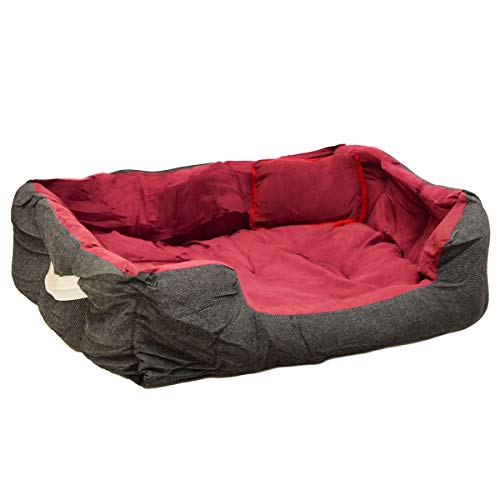 EYEPOWER Hundebett 82x70x20 cm Hundekissen Waschbar Tierkissen Tierbett Katzenbett Katzenkissen Innenkissen Rot Burgunder von EYEPOWER