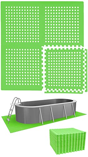 EYEPOWER Poolunterlage 36er Set 62x62cm - 12,5m² Eva Matten als Poolmatte - 1cm extra Dicke Unterlage und Bodenschutz für Pool Planschbecken Whirlpool - Outdoor Matten für Rasen Terrasse Fliesen von EYEPOWER