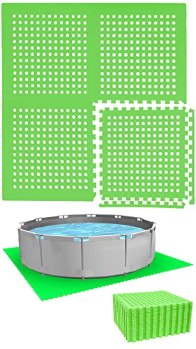 EYEPOWER Poolunterlage für 244 cm Pool Rund - 28 Schaumstoff Matten - 1cm Bodenschutz Fliesen - Outdoor Puzzlematte unter Stahlwand Swimmingpool - Gartenpool Bodenschutzmatte Pool Unterlage Terrasse von EYEPOWER