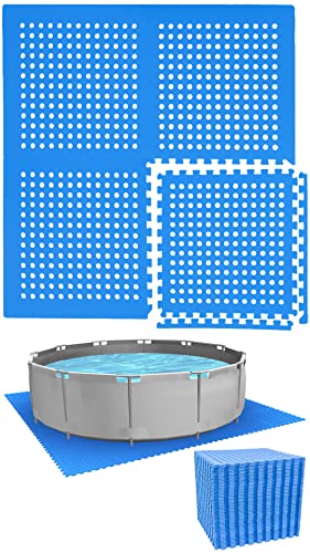 EYEPOWER Poolunterlage für 366 cm Pool Rund - 52 Schaumstoff Matten - 1cm Bodenschutz Fliesen - Outdoor Puzzlematte unter Stahlwand Swimmingpool - Gartenpool Bodenschutzmatte Pool Unterlage Terrasse von EYEPOWER