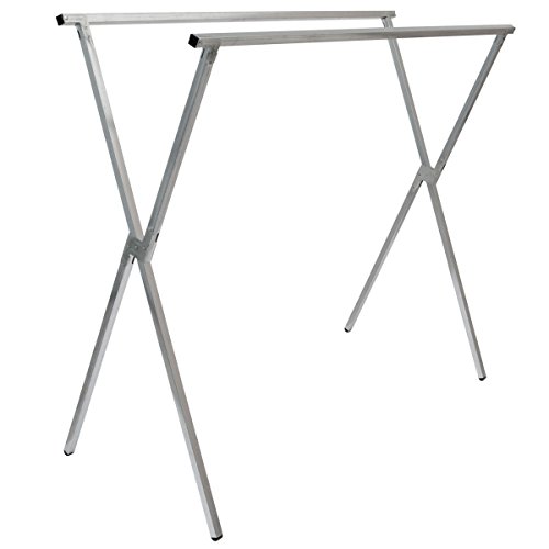 EYEPOWER klappbarer Kleiderständer 2 Aufhängestangen Garderobenständer Wäscheständer 150cm lang Mehrzweckstand 100% Metall Silber von EYEPOWER