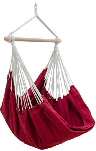Eyepower XXL Hängesessel 185x130cm Hängestuhl bis 150 kg Baumwolle Hängesitz 2 Personen Hängematte Hängeschaukel Bordeaux Rot von EYEPOWER