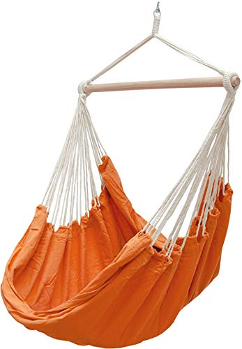 Eyepower XXL Hängesessel 185x130cm Hängestuhl bis 150 kg Baumwolle Hängesitz 2 Personen Hängematte Hängeschaukel Celosia Orange von EYEPOWER