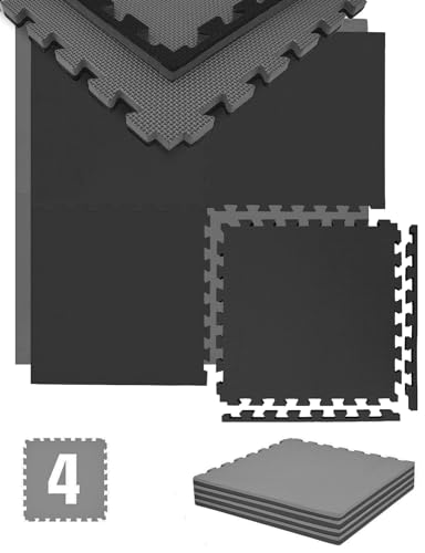 eyepower 2cm Extra-Dick: 1m² 4 Große Eva 50x50 Trainingsmatte - Bodenschutzmatte Turnmatte Fitness Sport Matte Fitnessraum Puzzlematte Fitnessmatte Sportmatte Bodenmatte von EYEPOWER
