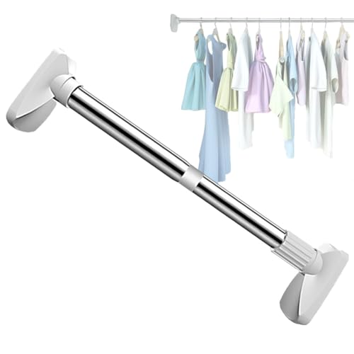 Bohrfreie verstellbare Stange, bohrfreie multifunktionale verstellbare Stange, ausziehbare Duschvorhangstange, Vorhangstützstange for Aufhängen von Kleidung (Color : White, Size : 90-160cm) von EYESLA