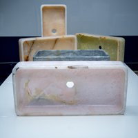 Rechteckiges Onyx Badezimmer Waschbecken 60x28x10 cm, Naturstein Waschbecken, Handgefertigte Gästetoilette, Luxus Marmor Dekor von EYESTONESCANADA