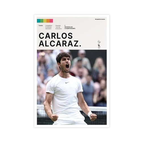 EYEZER Carlos Alcaraz – Poster auf Leinwand mit Tennisspieler-Motiv, Wandkunst, Dekor, Bild, Gemälde für Wohnzimmer, Schlafzimmer, Dekoration, ungerahmt, 40 x 60 cm von EYEZER