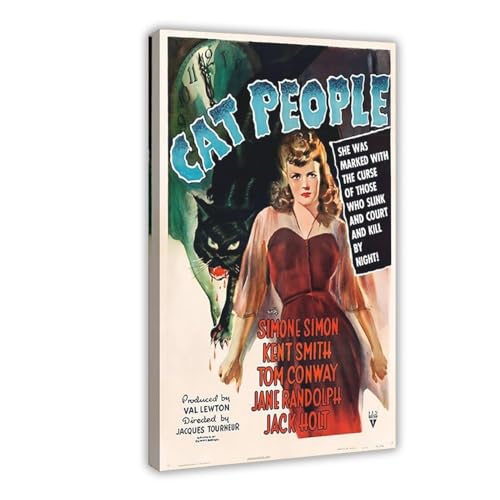 EYEZER Filmposter "Cat People", Leinwand-Poster, Schlafzimmer, Dekoration, Sport, Landschaft, Büro, Raumdekoration, Geschenk, Rahmen-Stil, 20 x 30 cm von EYEZER