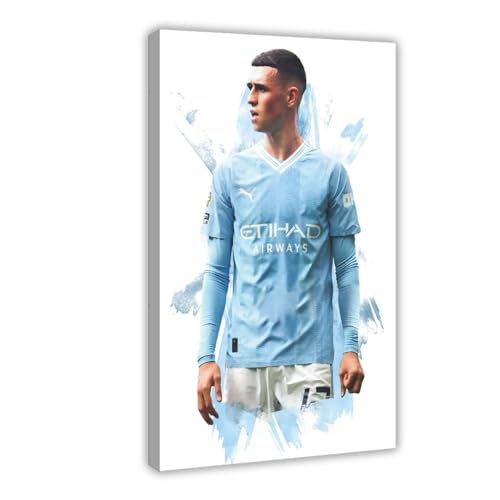 EYEZER Phil Foden – Fußballspieler-Poster auf Leinwand, Schlafzimmer, Dekoration, Sport, Landschaft, Büro, Raumdekoration, Geschenk, Rahmen-Stil, 30 x 45 cm von EYEZER