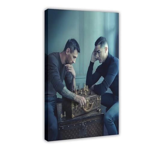 EYEZER Ronaldo Messi Druck Poster Leinwand Poster Wandkunst Dekor Druck Bild Gemälde für Wohnzimmer Schlafzimmer Dekoration Rahmenstil 40 x 60 cm von EYEZER