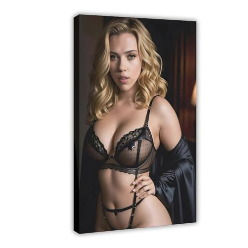 EYEZER Scarlett Johansson Promi-Poster, Leinwand-Poster, Wandkunst, Dekor, Bild, Gemälde für Wohnzimmer, Schlafzimmer, Dekoration, Rahmenstil, 50 x 75 cm von EYEZER