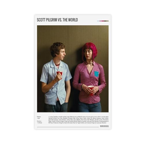 EYEZER Scott Pilgrim Vs. The World – Filmposter auf Leinwand, Wandkunst, Dekor, Bild, Gemälde für Wohnzimmer, Schlafzimmer, Dekoration, ungerahmt, 50 x 75 cm von EYEZER