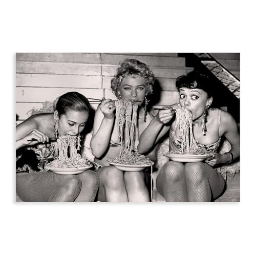 Leinwandposter "Woman Eating Spaghetti", Schlafzimmer, Dekoration, Sport, Landschaft, Büro, Raumdekoration, Geschenk, ungerahmt, 20 x 30 cm von EYEZER