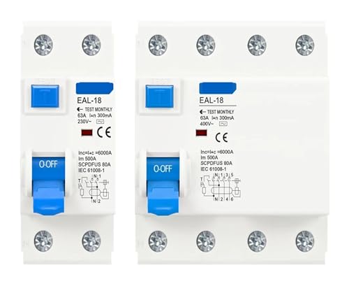 1 x 2P 4P 10/30/100/300 mA Typ AC RCCB RCD ELCB Elektromagnetischer Fehlerstromschutzschalter Differentialschutzschalter (10 mA, 2P 50 A) von EYJOUTXGG