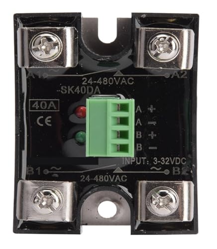 40DA SSR DC-Steuerung AC Einphasiges Halbleiterrelais 40A Spannungsverzögerungsrelaismodul 24-480AC von EYJOUTXGG