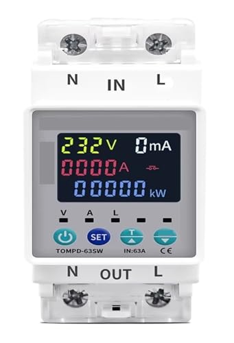 63 A 110 V 230 V Schalter KWh-Messungsschutzschalter Timer mit Spannungsstrom und Auslaufschutz (kein WLAN TOMPD-63S) von EYJOUTXGG