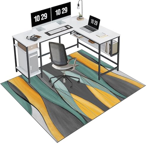 EYKWKB 120 x 140 cm Computerstuhl Teppiche Bürostuhl Unterlage Bodenschutzmatte für Hartböden Gaming Teppich Stuhlunterlage Kratzfest Teppich-Stuhlmatte Schreibtischstuhl Unterlage für Laminat von EYKWKB