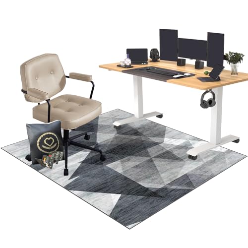 EYKWKB 140 x 160 cm Stuhlmatte für Harte Böden Schreibtischstuhl Unterlage Kratzfest Bürostuhl Unterlage Gaming Teppich bürostuhl Matte Bodenschutzmatte bürostuhl für Laminat Parkett und Hartböden von EYKWKB