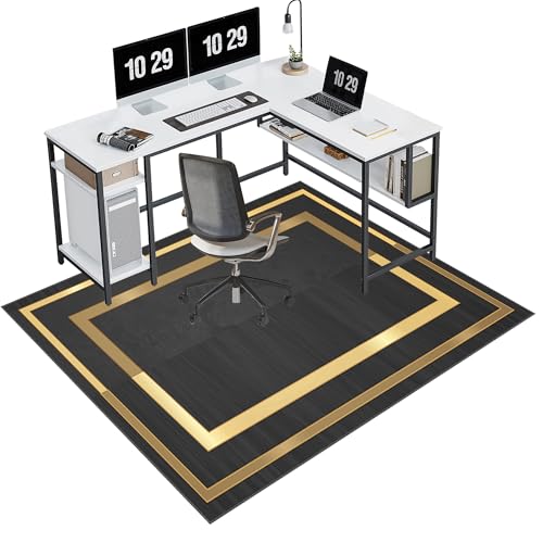 EYKWKB 90 x 120 cm Computerstuhl Teppiche Bürostuhl Unterlage Bodenschutzmatte für Hartböden Gaming Teppich Stuhlunterlage Kratzfest Teppich-Stuhlmatte Schreibtischstuhl Unterlage für Laminat von EYKWKB