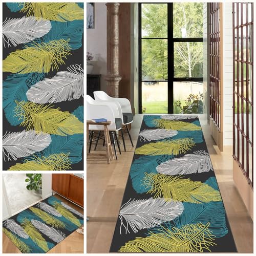 EYKWKB Läufer Flur Teppich Wohnzimmer Waschbarer Teppich Modern Design, Küchenteppich Waschbar rutschfest Teppich für Kinderzimmer Küchenläufer, 50 x 180 cm Teppichläufer rutschfest Teppich für Küche von EYKWKB