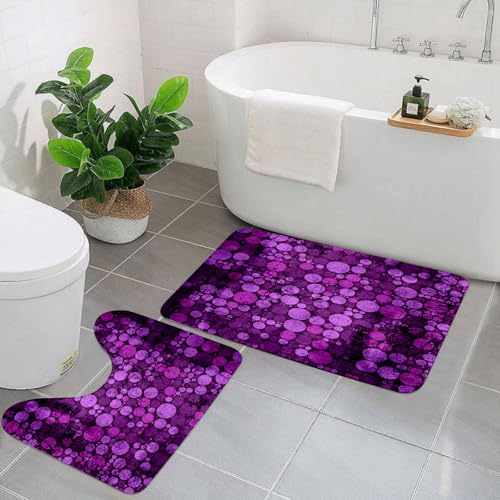 EYLOZS Badezimmerteppich Set 2 Teilig Waschbar rutschfeste Badematte Toilettenmatte Weich Saugfähige Badteppiche,Aubergine, Lila und Flieder von EYLOZS