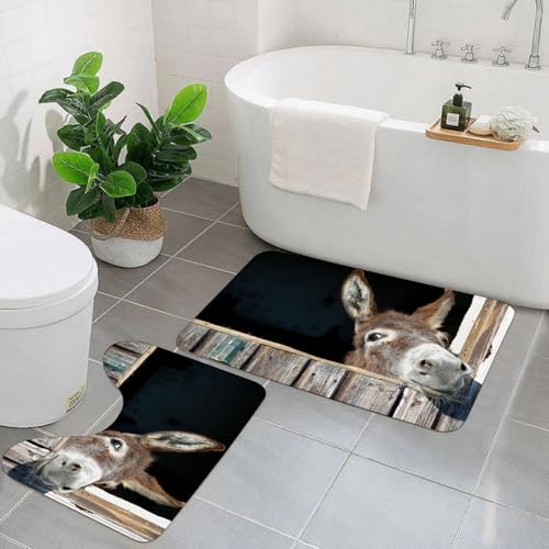 EYLOZS Badezimmerteppich Set 2 Teilig Waschbar rutschfeste Badematte Toilettenmatte Weich Saugfähige Badteppiche,Lustiger Esel EYLOZS Badezimmerteppich Set 2 Teilig Waschbar rutschfeste Badematte Toilettenmatte Weich Saugfähige Badteppiche,Lustiger Esel von EYLOZS