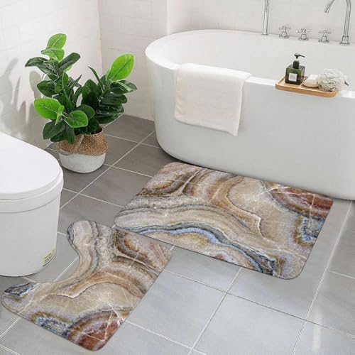 EYLOZS Badezimmerteppich Set 2 Teilig Waschbar rutschfeste Badematte Toilettenmatte Weich Saugfähige Badteppiche,Marmor, surreales Onyxstein-Oberflächenmuster, hellblau. Details. Künstlerisches Bild, EYLOZS Badezimmerteppich Set 2 Teilig Waschbar rutschfeste Badematte Toilettenmatte Weich Saugfähige Badteppiche,Marmor, surreales Onyxstein-Oberflächenmuster, hellblau. Details. Künstlerisches Bild, von EYLOZS