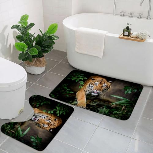 EYLOZS Badezimmerteppich Set 2 Teilig Waschbar rutschfeste Badematte Toilettenmatte Weich Saugfähige Badteppiche,Nahaufnahmen von Bengal-Tigern. EYLOZS Badezimmerteppich Set 2 Teilig Waschbar rutschfeste Badematte Toilettenmatte Weich Saugfähige Badteppiche,Nahaufnahmen von Bengal-Tigern. von EYLOZS