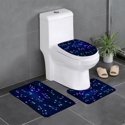 EYLOZS Badezimmerteppich Set 3 Teilig Waschbar rutschfeste Badematte Toilettenmatte Weich Saugfähige Badteppiche,Florale, abstrakte Quadrate mit Blumen-Frühlings-Sommer-Blüten-Natur-Revival-Patchwork von EYLOZS