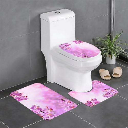 EYLOZS Badezimmerteppich Set 3 Teilig Waschbar rutschfeste Badematte Toilettenmatte Weich Saugfähige Badteppiche,Rosa Orchidee auf rosa Hgrund EYLOZS Badezimmerteppich Set 3 Teilig Waschbar rutschfeste Badematte Toilettenmatte Weich Saugfähige Badteppiche,Rosa Orchidee auf rosa Hgrund von EYLOZS
