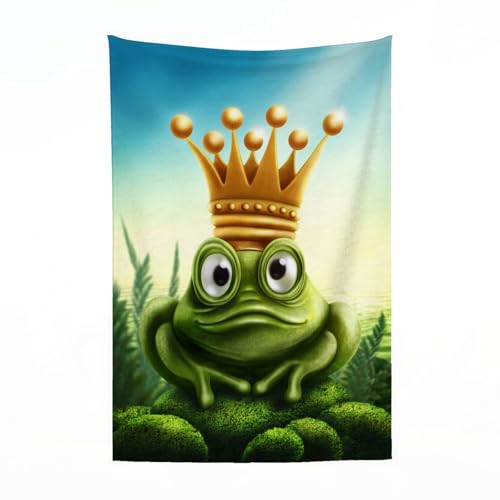 EYLOZS Kuscheldecke flauschig & super weich - hochwertige Fleecedecke auch als Wohndecke,Sofadecke & Wohnzimmer geeignet,Cartoon Froschkönig wartet darauf, geküsst zu werden150x200cm von EYLOZS
