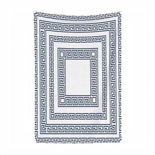 EYLOZS Kuscheldecke flauschig & super weich - hochwertige Fleecedecke auch als Wohndecke,Sofadecke & Wohnzimmer geeignet,Quadratischer Rahmen mit griechischem Ornament im Mäander-Stil150x200cm von EYLOZS