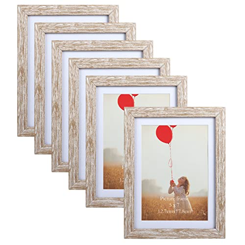 EYMPEU Bilderrahmen 13x18 CM 6er-Set, geeignet für 13x18 Bilder mit Passepartout oder 15x20 ohne Passepartout, für Wand und Tisch, Beige von EYMPEU