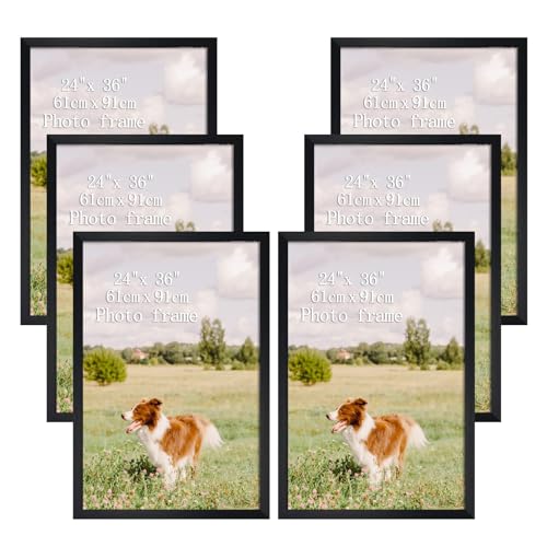 EYMPEU Posterrahmen 60x90cm 6er-Set, Wandbilderrahmen für Poster, Bilder und Gemälde, vertikal oder horizontal verwendbar, Schwarz von EYMPEU