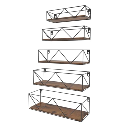 EYMPEU Wandregal 5er Set, Schweberegal mit rustikalem Holzbrett und schwarzem Metall für Küchen Badezimmer Wohnzimmer Büro EYMPEU Wandregal 5er Set, Schweberegal mit rustikalem Holzbrett und schwarzem Metall für Küchen Badezimmer Wohnzimmer Büro von EYMPEU