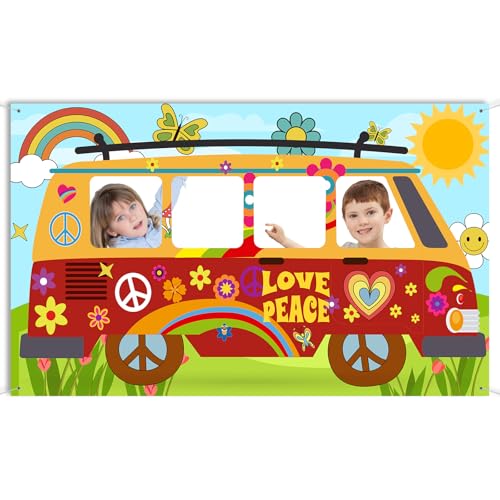 60er Jahre Hippie Bus Foto Requisite 60er Jahre Party Dekorationen Großer Stoff Retro Groovy Van Prop Hippie Selfie Rahmen Hintergrund von EYNDYN