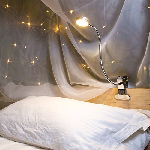 EYOCEAN Leselampe, LED Klemmlampe, 360° Flexibel Schwanenhals Lampe, 3 Farbmodi & 9 Helligkeitsstufen, Augenpflege Schreibtischlampe für Büro Heimgebrauch, CE Adapter Enthalten, 5W, Silber von EYOCEAN