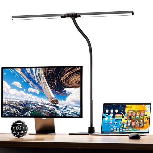 EYOCEAN Schreibtischlampe, Doppelkopf Schreibtischlampe Kinder, Augenschutz Desk Lamp, 16W 72cm Tageslichtlampe Schreibtisch mit Fernbedienung, Dimmbare Monitor Lampe, Schwanenhals Büro Tischlampe EYOCEAN Schreibtischlampe, Doppelkopf Schreibtischlampe Kinder, Augenschutz Desk Lamp, 16W 72cm Tageslichtlampe Schreibtisch mit Fernbedienung, Dimmbare Monitor Lampe, Schwanenhals Büro Tischlampe von EYOCEAN