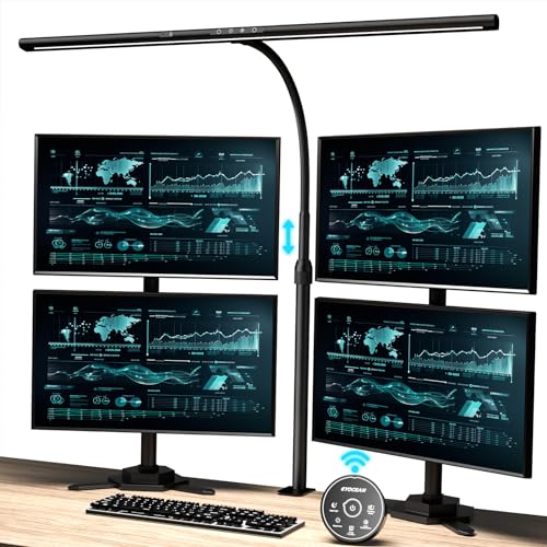 EYOCEAN Schreibtischlampe LED, 24W 80CM Tischlampe mit Gestensteuerung, Dimmbare Tageslichtlampe Augenschutz Monitor Lampe für Arbieter in Büro Leser Architekenden Schneider von EYOCEAN