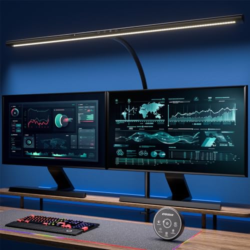 EYOCEAN Schreibtischlampe LED mit Gestensteuerung & Fernbedienung, 24W 80CM Klemmbare Dimmbare Monitor Lampe Tageslichtlampe für Arbeiter in Büro Leser Architekenden Schneider von EYOCEAN