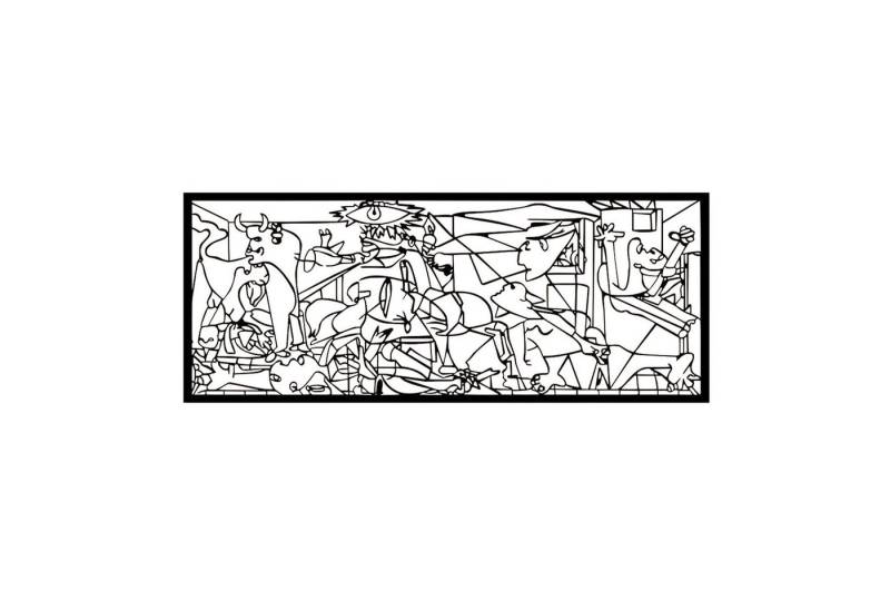 EYOKA Wanddekoobjekt 3D Wanddekoration Guernica von Pablo Picasso, Durchbrochenes Gemälde Schwarz von EYOKA
