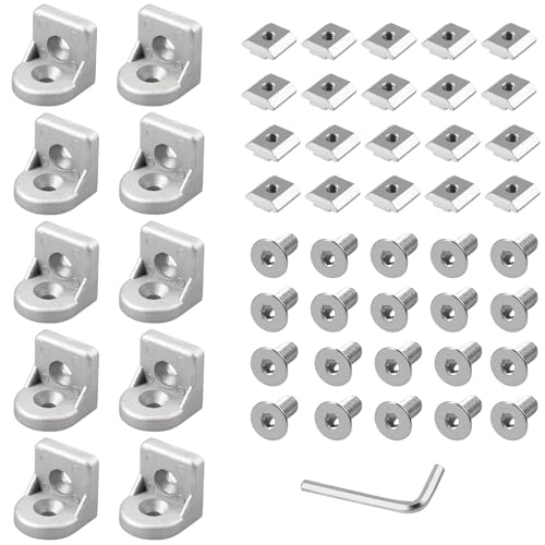 10x EYPINS Lenkwinkel Befestigungsmaterial Winkel, Aluprofil 30x30 Nut 8 Winkelverbinder Eckwinkel Eckverbinder Wandhalter Winkel Raster Aluminiumlegierung M6*14 Schraube für Strebenprofil, 3D-Drucker von EYPINS