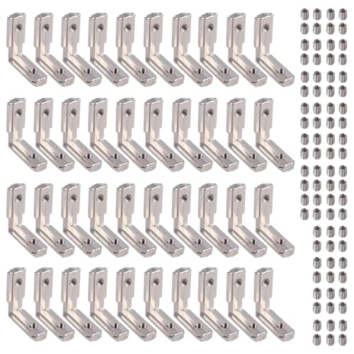 40X EYPINS Winkelwinkel, Aluprofil 2020 Nut 6 M5 Innenwinkel Außenwinkel 90 Grad Winkel T-Slot L-Form Klammern Inneneckverbinder Eckverbinder Profilverbinder Zinklegierung für 20-er Aluminiumprofil von EYPINS