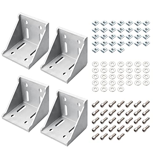 4x EYPINS Befestigungsmaterial Winkel, Aluprofil 80x80 Nut 8 Aluminium Winkelverbinder Eckwinkel Eckverbinder Wandhalter 90 Grad Winkel Raster Gewinde M8 für 4040 Aluprofil Strebenprofil Winkelprofil von EYPINS