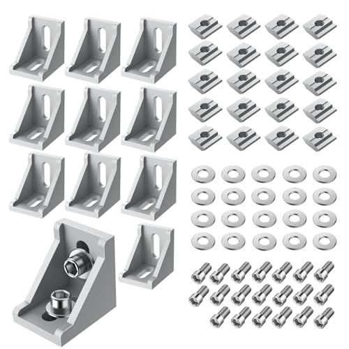 EYPINS 10X ALU Winkelverbinde, Aluprofil 30x30 30x60 Nut 8 Aluminium 90 Grad Winkel Raster Profile Aluwinkel Eckwinkel Eckverbinder Wandhalter für Strebenprofil, 3D-Drucker CNC-Fräser Robotikprojekte von EYPINS