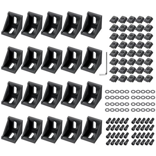 EYPINS 20x Aluprofil Winkel Befestigungsmaterial, Aluprofil 40x40 Nut 8 ALU Winkelverbinder 90 Grad Eckwinkel Eckverbinder für 4040 4080 Strebenprofil, 3D-Drucker, CNC-Router, DIY-Projekte|Schwarz EYPINS 20x Aluprofil Winkel Befestigungsmaterial, Aluprofil 40x40 Nut 8 ALU Winkelverbinder 90 Grad Eckwinkel Eckverbinder für 4040 4080 Strebenprofil, 3D-Drucker, CNC-Router, DIY-Projekte|Schwarz von EYPINS