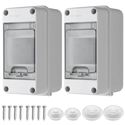 EYPINS 2x Verteilerkasten Aufputz 1-Reihig 3 Module, Sicherungskasten Aufputz IP65 Feuchtraum Kleinverteiler, Unterverteilung Aufputz mit Dichtstopfen für Garten oder Außenbereichen von EYPINS