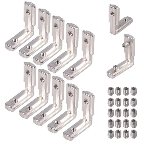 EYPINS Innenwinkel Außenwinkel Zinklegierung Aluprofil Aluminiumprofil T-Slot L-Form 90 Grad Nut 6 Eckwinkelverbinder Winkelwinkel für 20er (2020) Profilverbinder | 10-Stücke von EYPINS