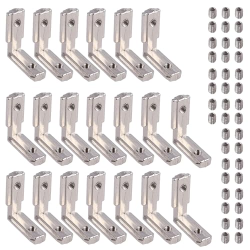 EYPINS Innenwinkel Außenwinkel Zinklegierung Aluprofil Aluminiumprofil T-Slot L-Form 90 Grad Nut 6 für 20er (2020) Profilverbinder | 20-Stücke von EYPINS