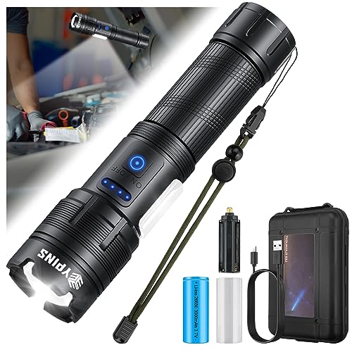 EYPINS LED Taschenlampe Extrem Hell 5500 Lumen, Taschenlampen USB Aufladbar, XHP70 LED Taktische Taschenlampe Zoombare Handlampe mit 7 Lichtmodi, Wasserdichte Flashlight für Camping Wandern Notfälle von EYPINS